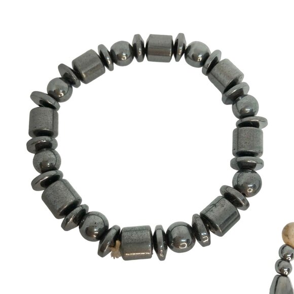 Hematite Tiger Eye Beaded Magnetic Stretch Bracelets Set For Men Or Women - Picture 4 of 5